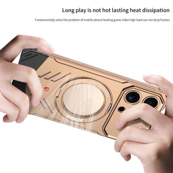 Ultra-Thin Aluminum Magnetic Case for iPhone 15/16 Pro Max – Heat Dissipation 360° Rotating Stand Metal Cover - Image 3