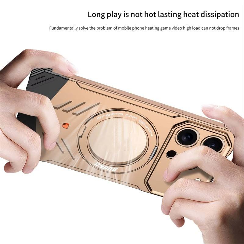 Ultra-Thin Aluminum Magnetic Case for iPhone 15/16 Pro Max – Heat Dissipation 360° Rotating Stand Metal Cover - Image 3