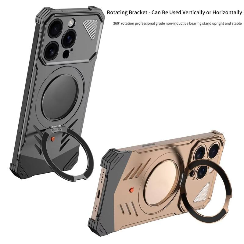 Ultra-Thin Aluminum Magnetic Case for iPhone 15/16 Pro Max – Heat Dissipation 360° Rotating Stand Metal Cover - Image 6