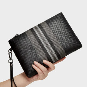 Men's Luxury PU Leather Clutch Bag with Wrist Strap