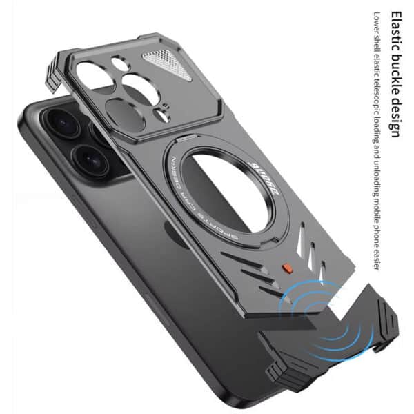 Ultra-Thin Aluminum Magnetic Case for iPhone 15/16 Pro Max – Heat Dissipation 360° Rotating Stand Metal Cover - Image 2