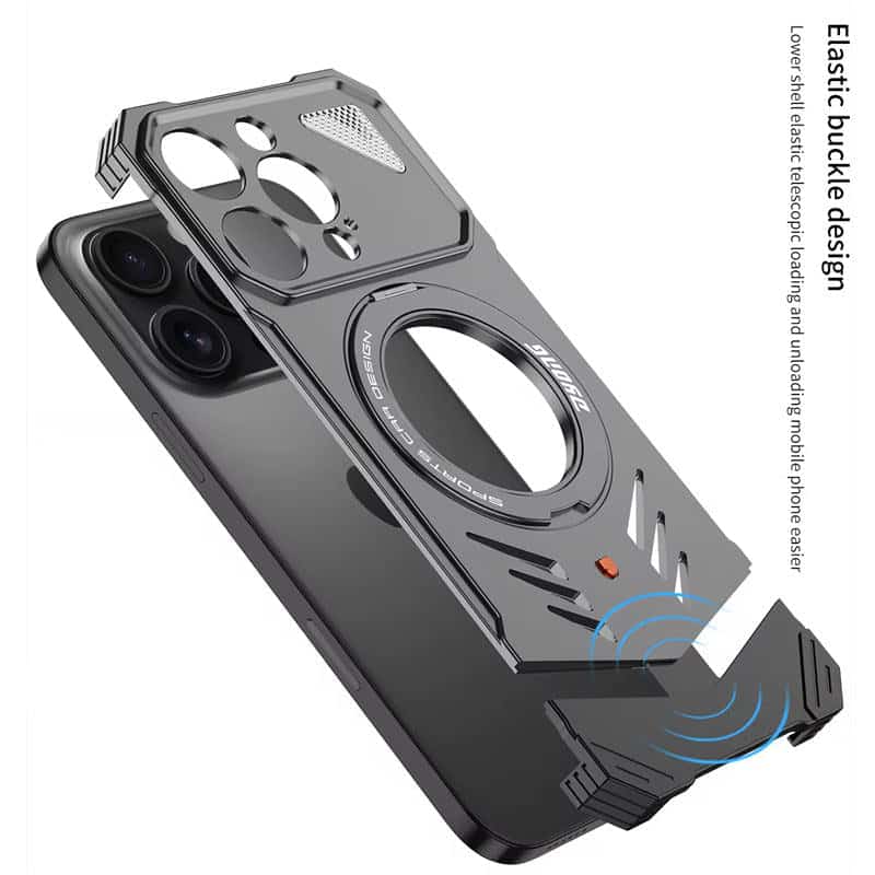 Ultra-Thin Aluminum Magnetic Case for iPhone 15/16 Pro Max – Heat Dissipation 360° Rotating Stand Metal Cover - Image 2