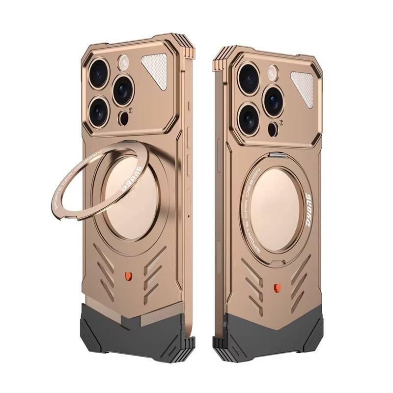 Ultra-Thin Aluminum Magnetic Case for iPhone 15/16 Pro Max – Heat Dissipation 360° Rotating Stand Metal Cover - Image 5