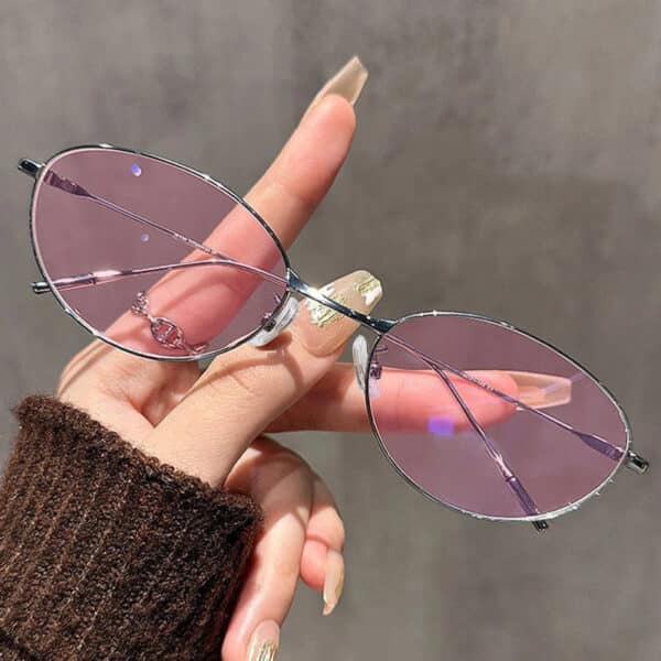 Thin frame metal cat eye sunglasses 2025 new UV resistant sunglasses with ultra light frame - Image 2