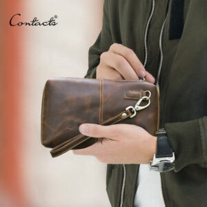 AndoBag Men’s Genuine Cow Leather Clutch Bag – RFID Blocking Long Wallet & Travel Wrist Purse