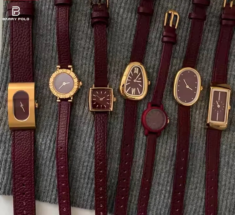 Aurora Women's Vintage Red Leather Watch