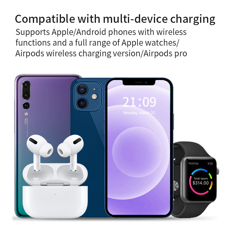 3-in-1 Foldable Wireless Charger – LED Fast Charging Dock for Mobile, iWatch & AirPods - Image 2