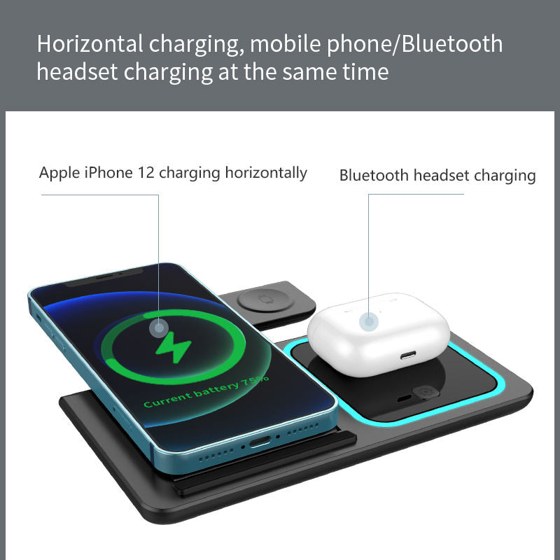 3-in-1 Foldable Wireless Charger – LED Fast Charging Dock for Mobile, iWatch & AirPods - Image 5