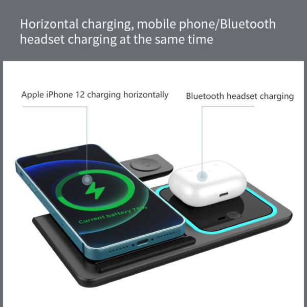 3-in-1 Foldable Wireless Charger – LED Fast Charging Dock for Mobile, iWatch & AirPods - Image 4