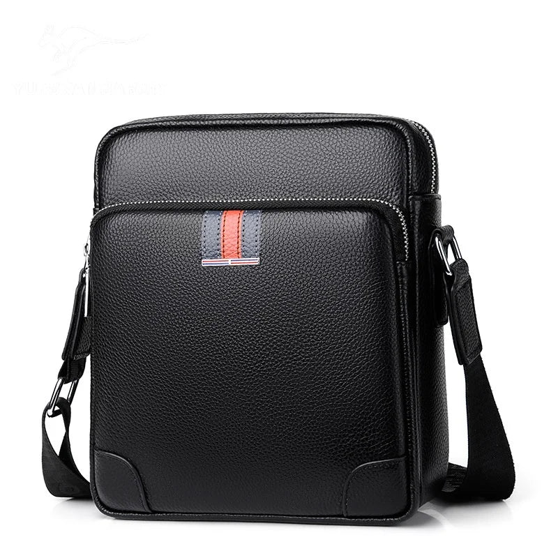 Men's Top Layer Pebbled Cowhide Genuine Leather Shoulder Bag