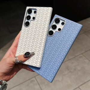 Geometric Leather Phone Case with Fall Protection