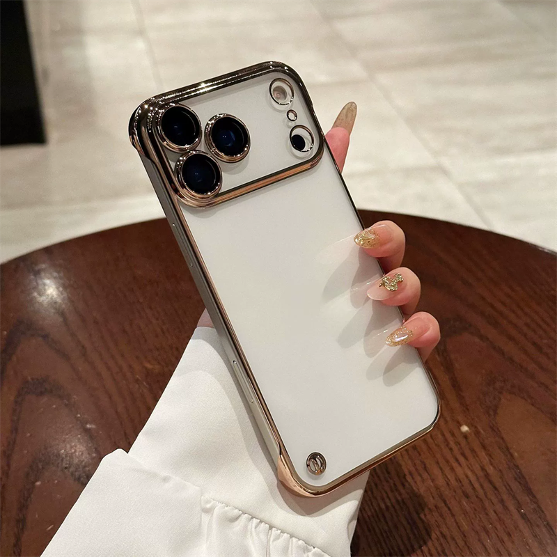 Factory Super Slim Crystal Clear Electroplating Frameless PC Phone Case for iPhone - Image 2