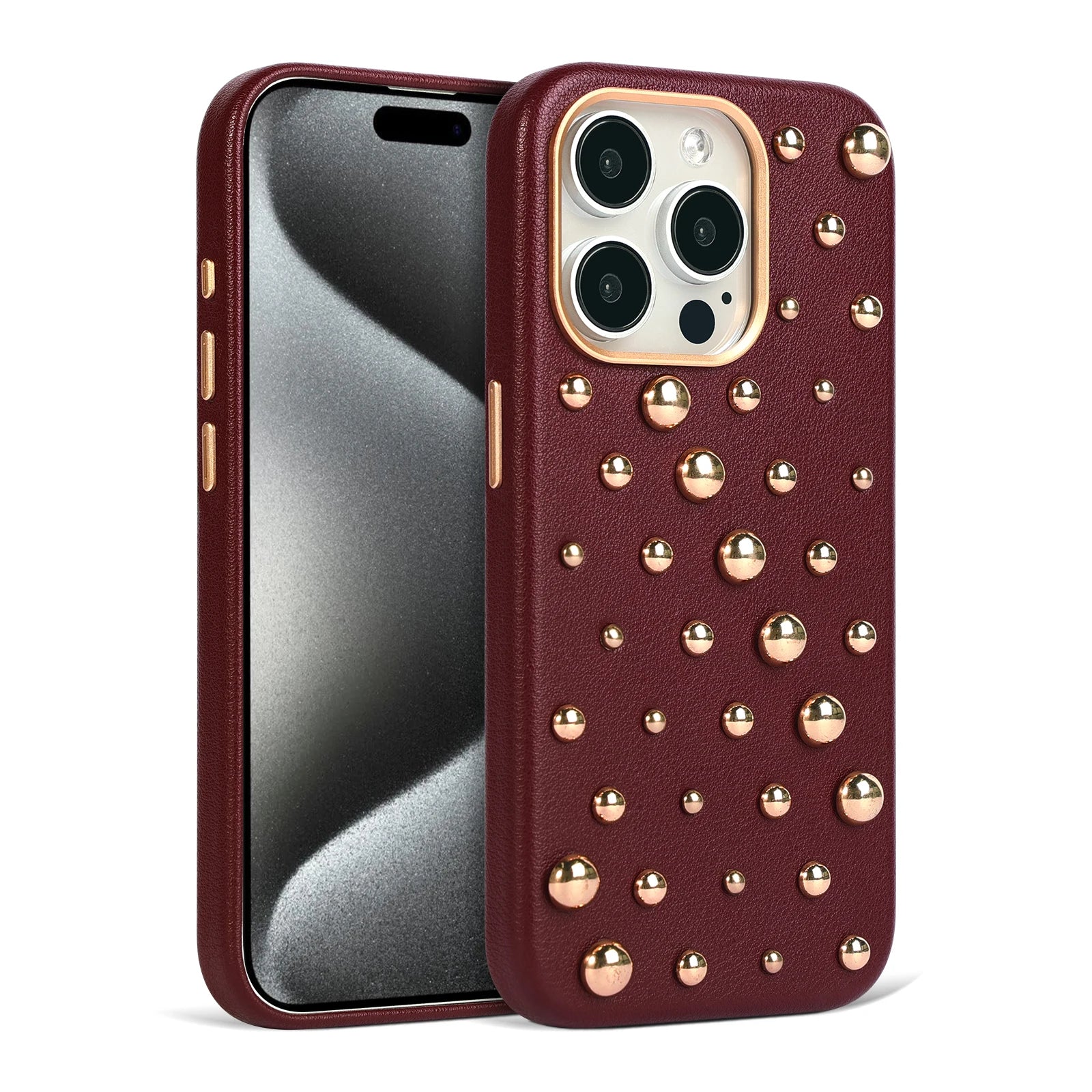 PU Leather Rivet iPhone Case