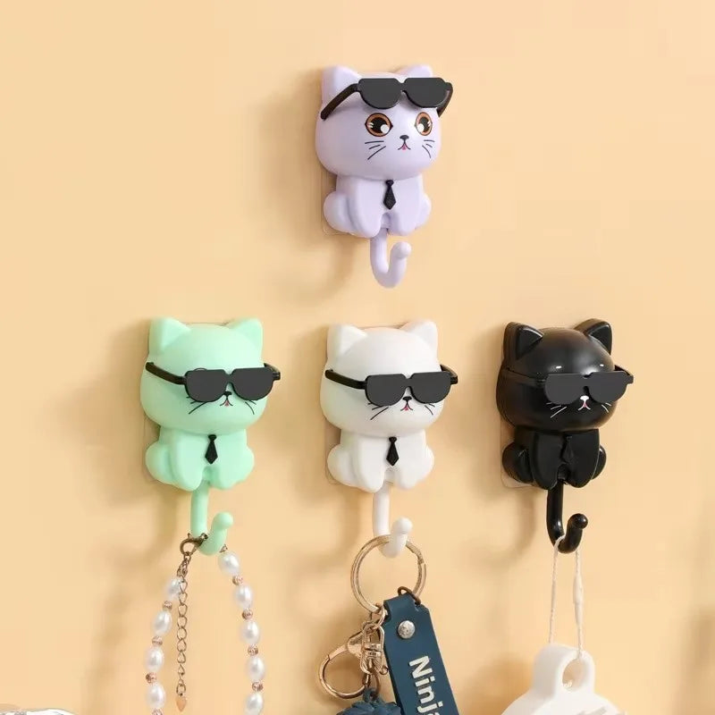 Cat Sunglass Wall Hook Rack for Keys and Hats