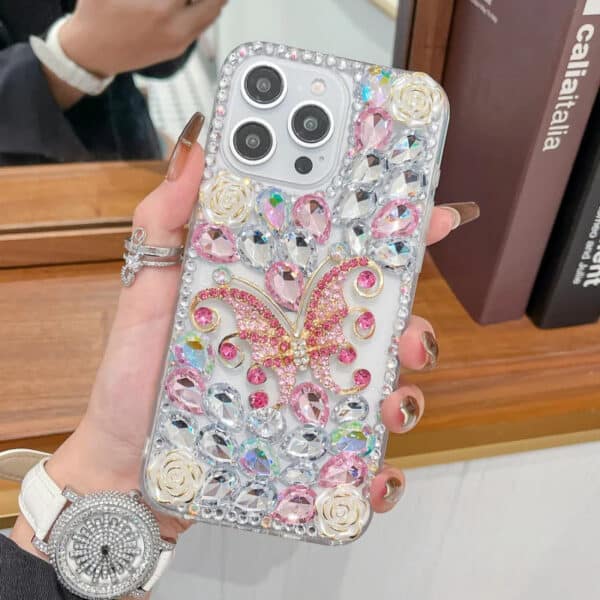 Rhinestone butterfly Flower Luxury Full Coverage Protective Cover