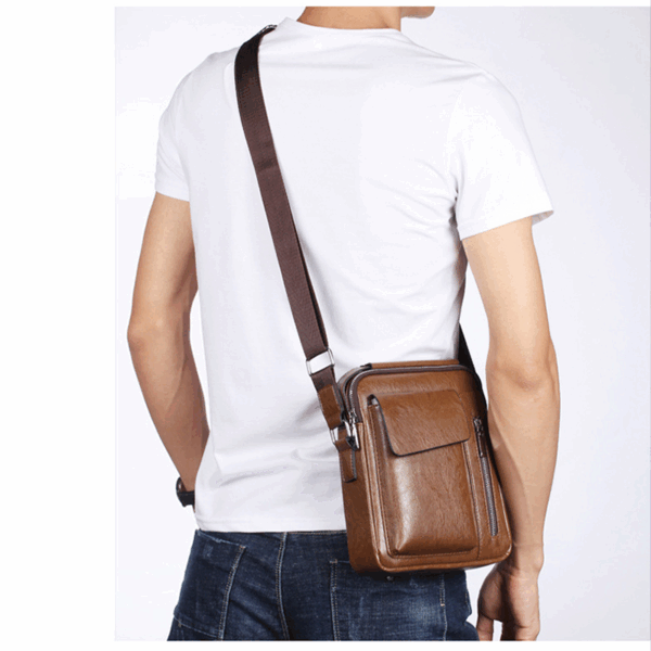 Business PU Leather Messenger Bag – Large Capacity Waterproof Crossbody Shoulder Bag for Men - Image 2
