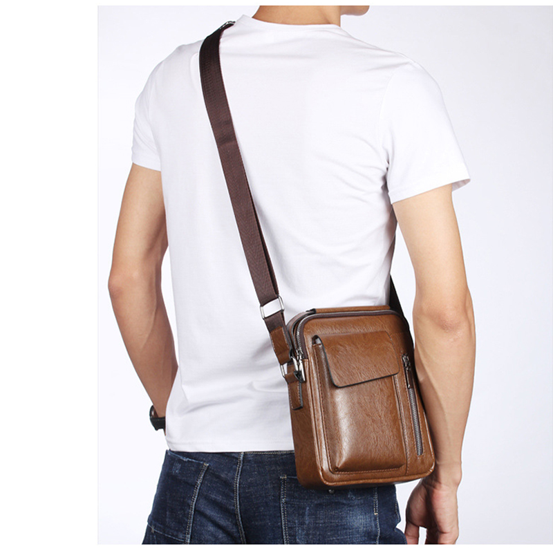 Business PU Leather Messenger Bag – Large Capacity Waterproof Crossbody Shoulder Bag for Men - Image 2