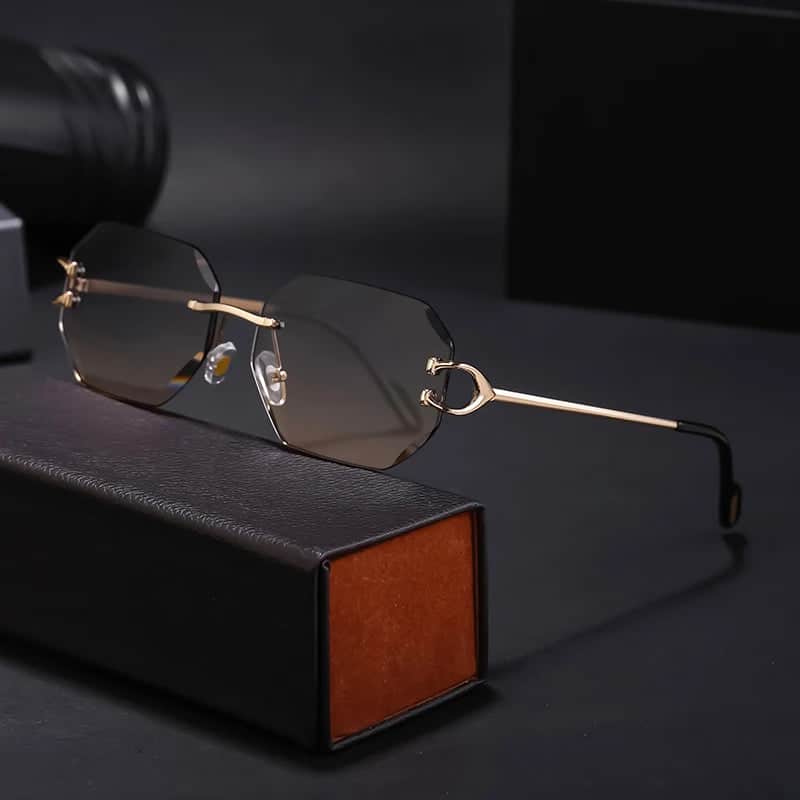 Partagas Rimless Diamond Cut UV400 Sunglasses Unisex