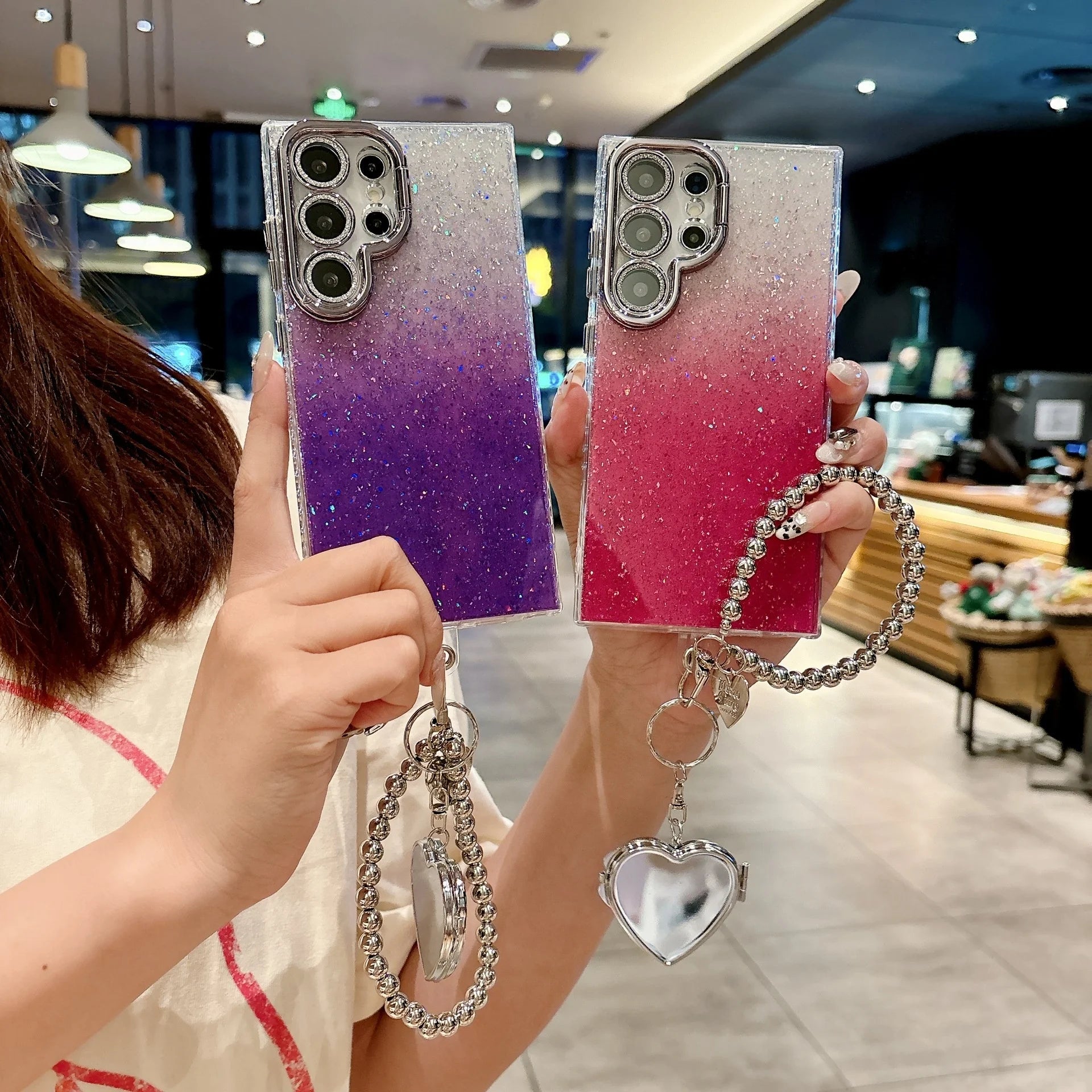 Simi Glitter TPU Case for Samsung S23/S25 with Lens Film & Grip Bracket