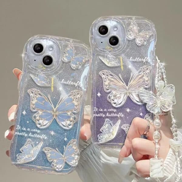 Wave TPU Glitter Butterfly Case for iPhone