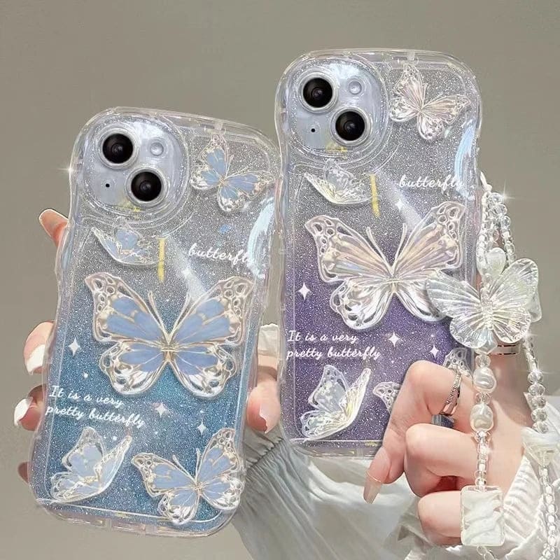Wave TPU Glitter Butterfly Case for iPhone