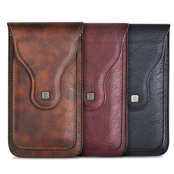 PULOKA Men's PU Leather Phone Waist Bag for Smartphones