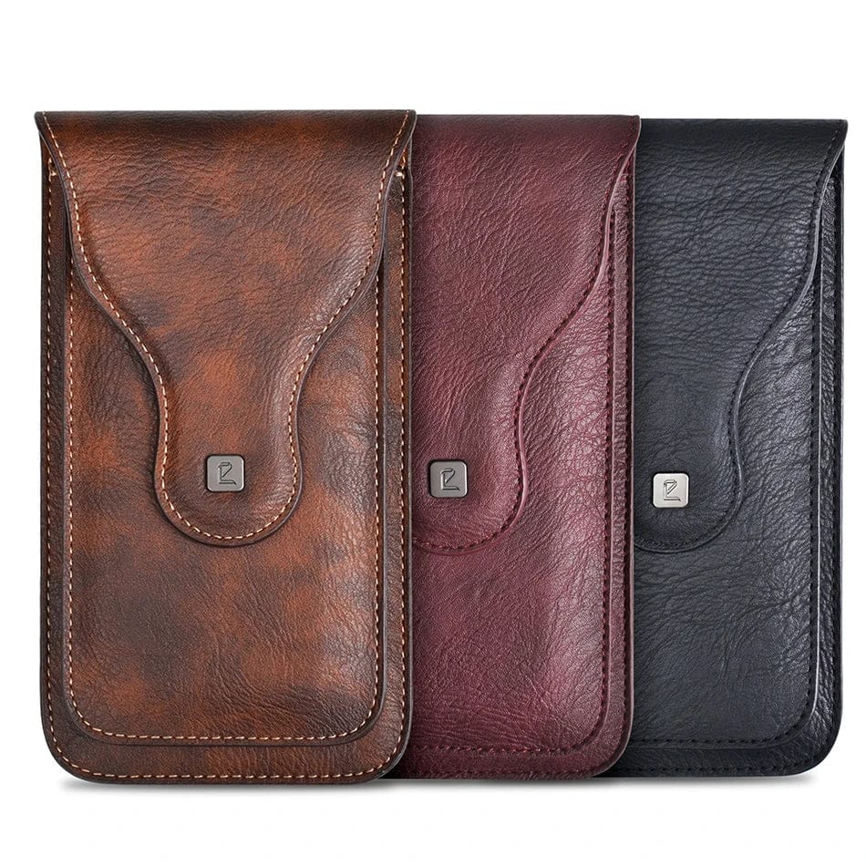 PULOKA Men's PU Leather Phone Waist Bag for Smartphones
