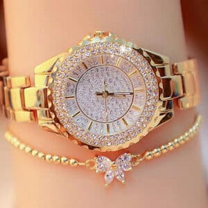 Women's Crystal Quartz Watch & Bracelet Set