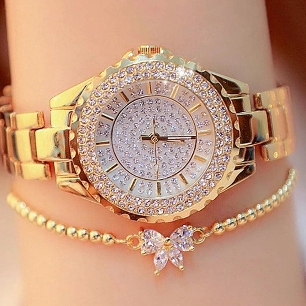 Women's Crystal Quartz Watch & Bracelet Set