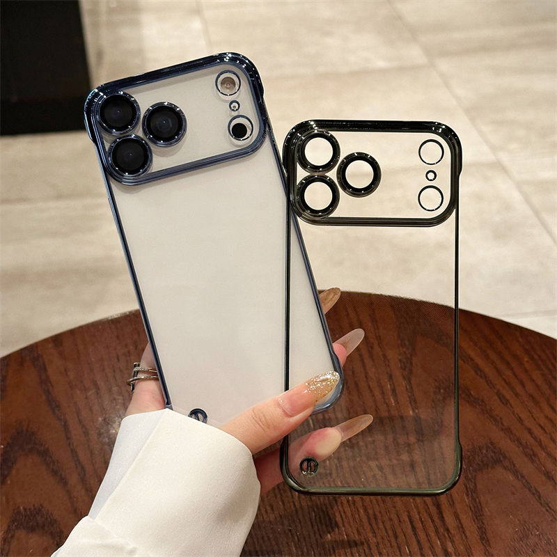 Factory Super Slim Crystal Clear Electroplating Frameless PC Phone Case for iPhone - Image 4