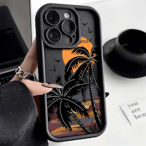 Coconut Trees Silicone Phone Case for iPhone 11-17 Pro Max