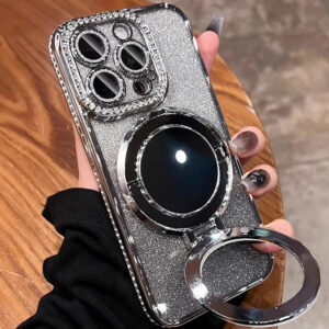Hot Luxury Plating Glitter Diamond Mirror With Holder Bracket Cover Magnetic Phone Case