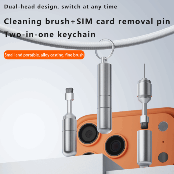 2 in 1 SIM Card Ejector Pin & Dust Cleaning Brush Keychain – Portable Mini Phone Accessories Tool - Image 7