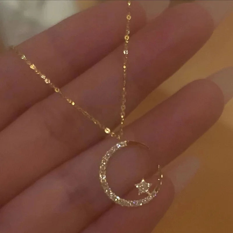 Crystal Moon Pendant Necklace for Women - Elegant Wedding Jewelry - Image 5