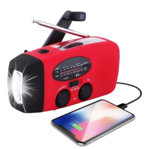 2000mAh Solar Hand Crank Dynamo Emergency Radio  Waterproof  LED Flashlight
