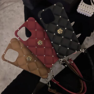 Glitter Floral Silicone Case with Chain for iPhone