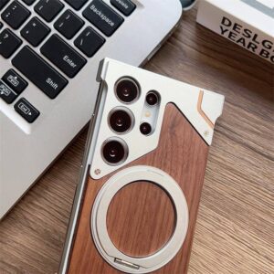 Luxury Magnetic Aluminum Wood Case for Samsung Galaxy S25/S24/S23/S22 Ultra