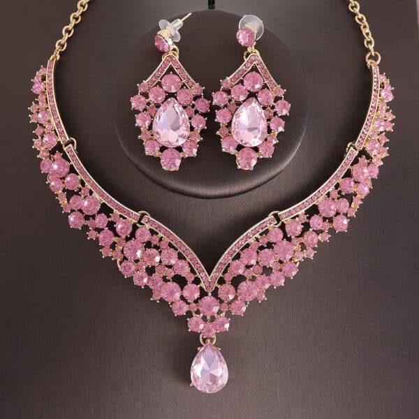 Rhinestone Necklace & Earrings Set for Brides