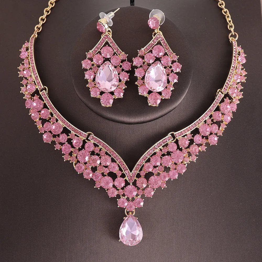 Rhinestone Necklace & Earrings Set for Brides