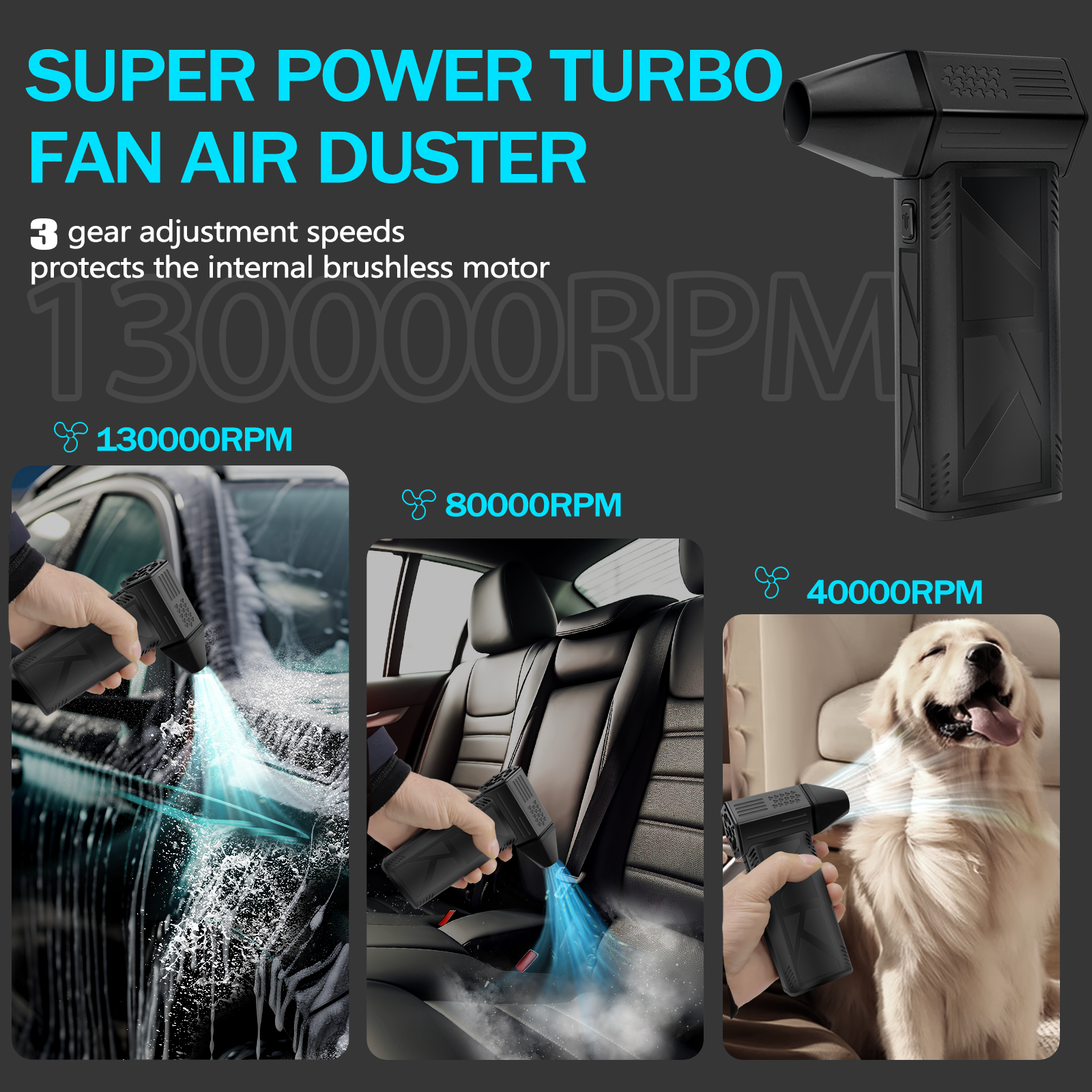 High-Speed 150000RPM Mini Turbo Air Blower – Handheld Fan for Dust Removal - Image 2