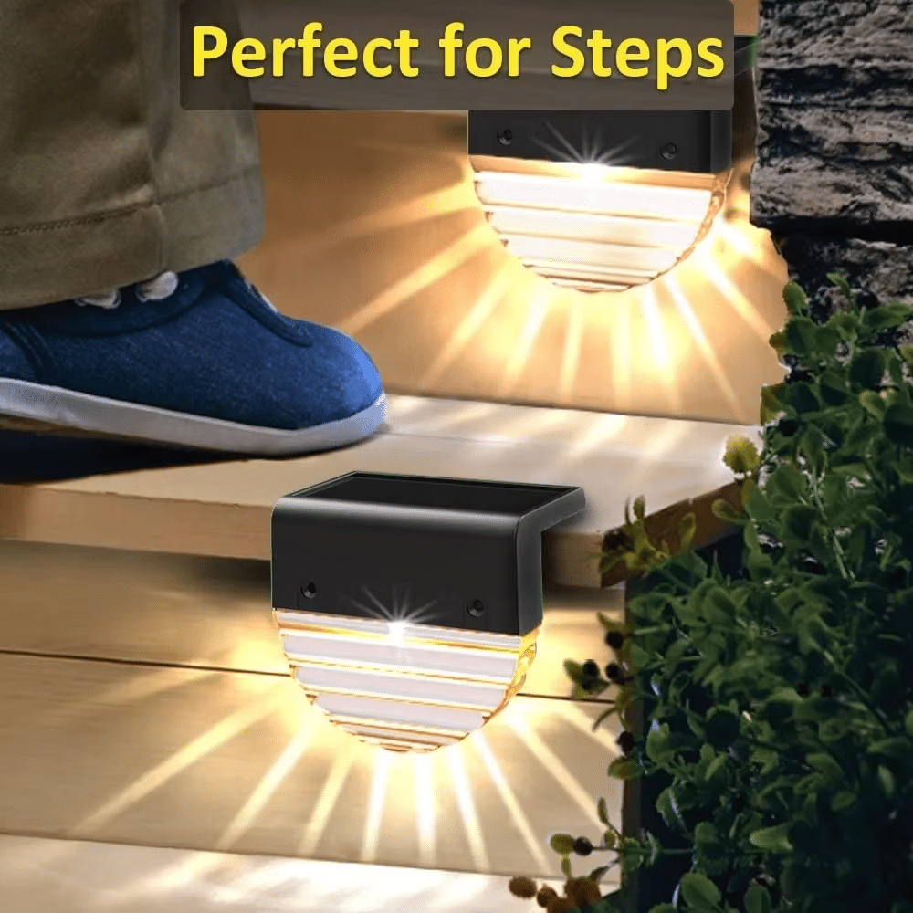 Raybwin IP65 LED Solar Deck Lights, Small Warm White Outdoor Lighting for Garden, Patio & Stairs - Image 2