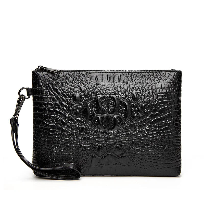 Men's Crocodile Pattern PU Leather Clutch Handbag