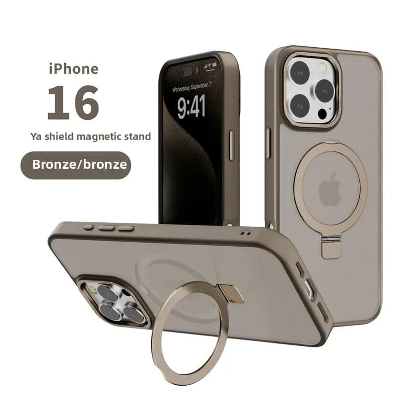 Matte Black Magnetic Phone Case with 360° Stand for iPhone