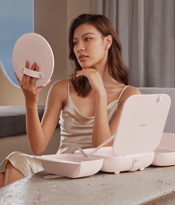 Portable White LED Makeup Mirror with Storage Bag – 5 Brightness Levels & 3 Color Modes, Travel-Friendly - Image 3