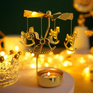 Gold Carousel Rotating Tealight Candle Holder