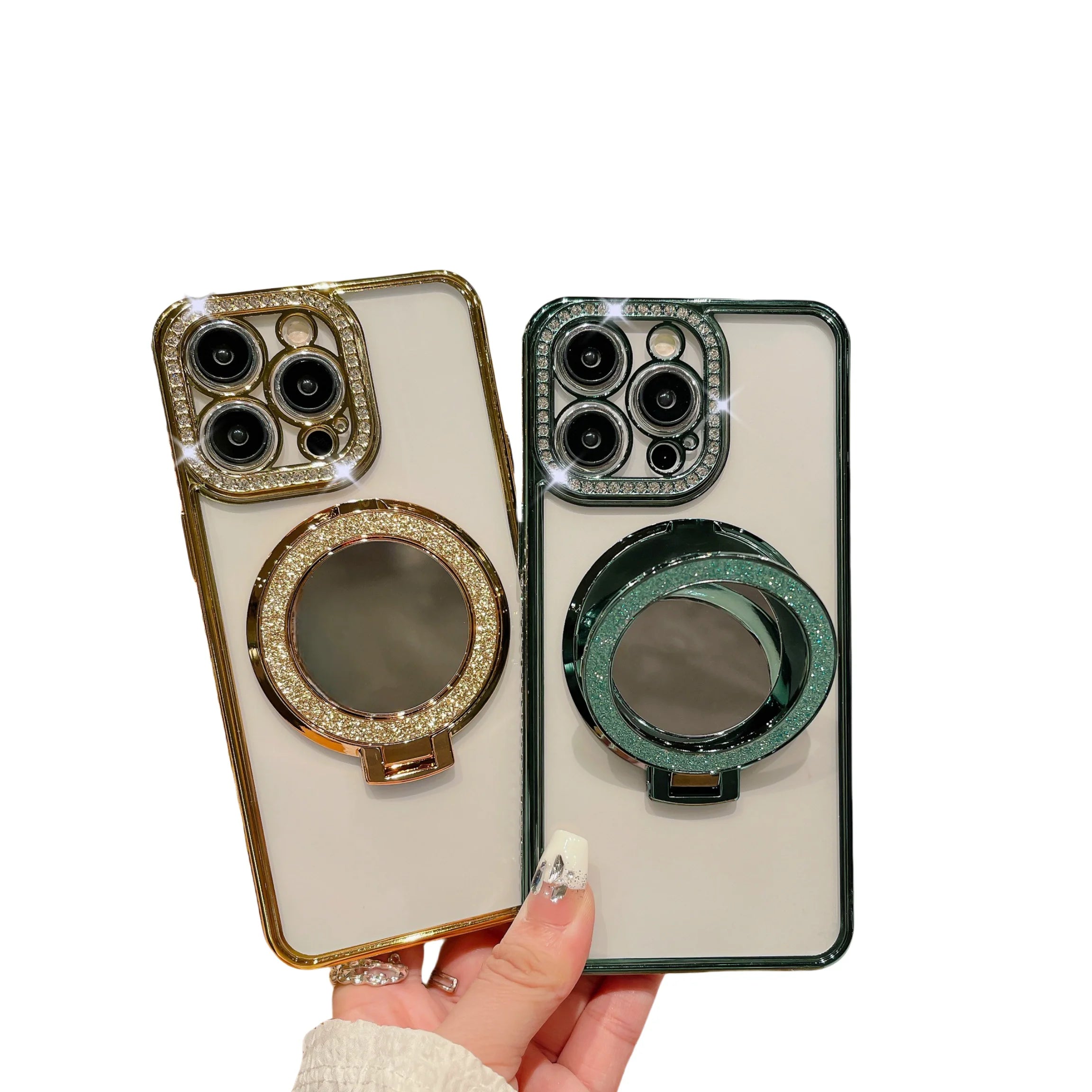 Bling Mirror TPU Wireless Charging Case with Stand for iPhone