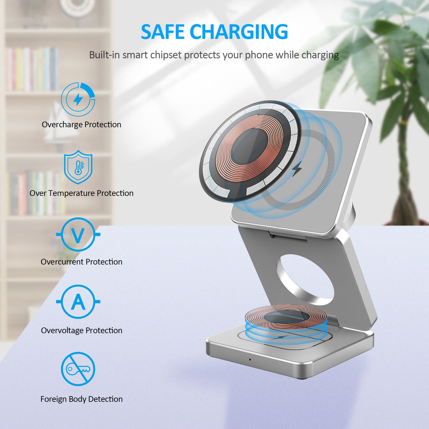 Foldable Magnetic Wireless Charger 3-in-1 Fast Charging Station for iPhone 12–16 Pro Max - Image 9