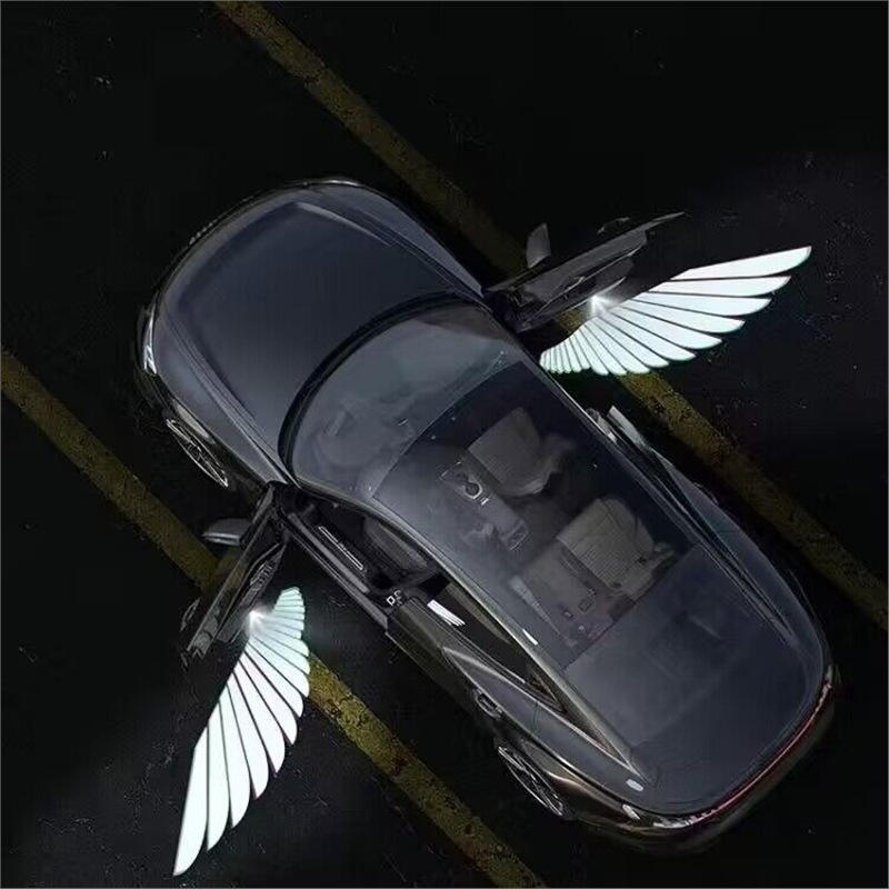 1 Pcs ABS Carbon Fiber Black Smart Car Door Welcome Light – HD Wireless Infrared Projection - Image 3