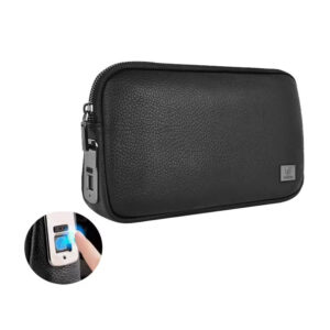 WiWU Men's Business Handbag with Fingerprint Lock – Waterproof PU Leather Anti-Theft Clutch Bag