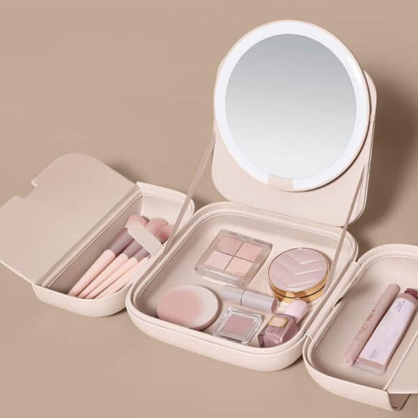 Portable White LED Makeup Mirror with Storage Bag – 5 Brightness Levels & 3 Color Modes, Travel-Friendly - Image 5